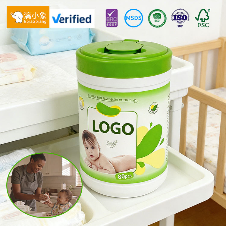 OEM ODM Custom Size 60pcs 80pcs Eco-Friendly Extra Soft Alcohol-free Flushable Non-woven Biodegradable Baby Wipes