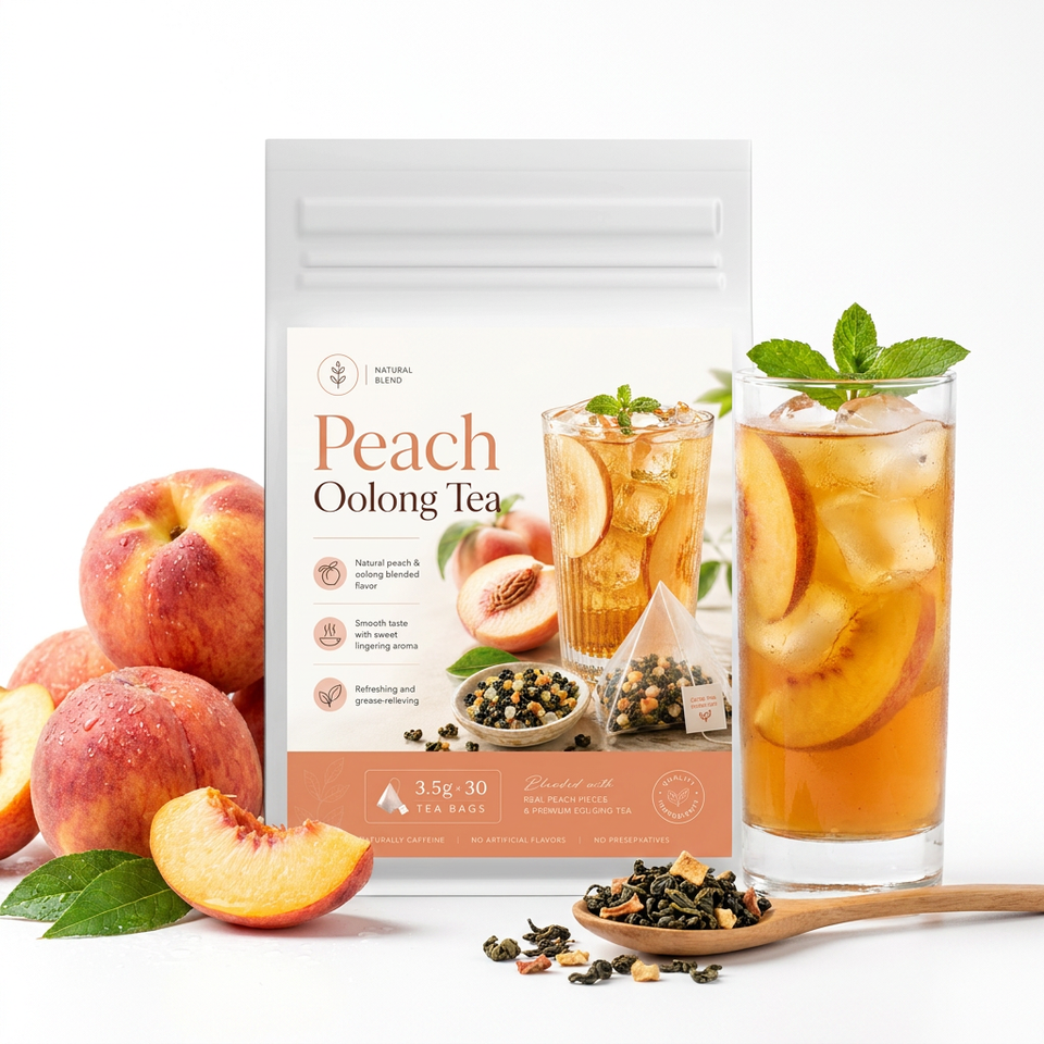 Cold Brew Peach Oolong Tea Premium Iced Fruit Oolong for Summer Hydration & Metabolism Support Refreshing