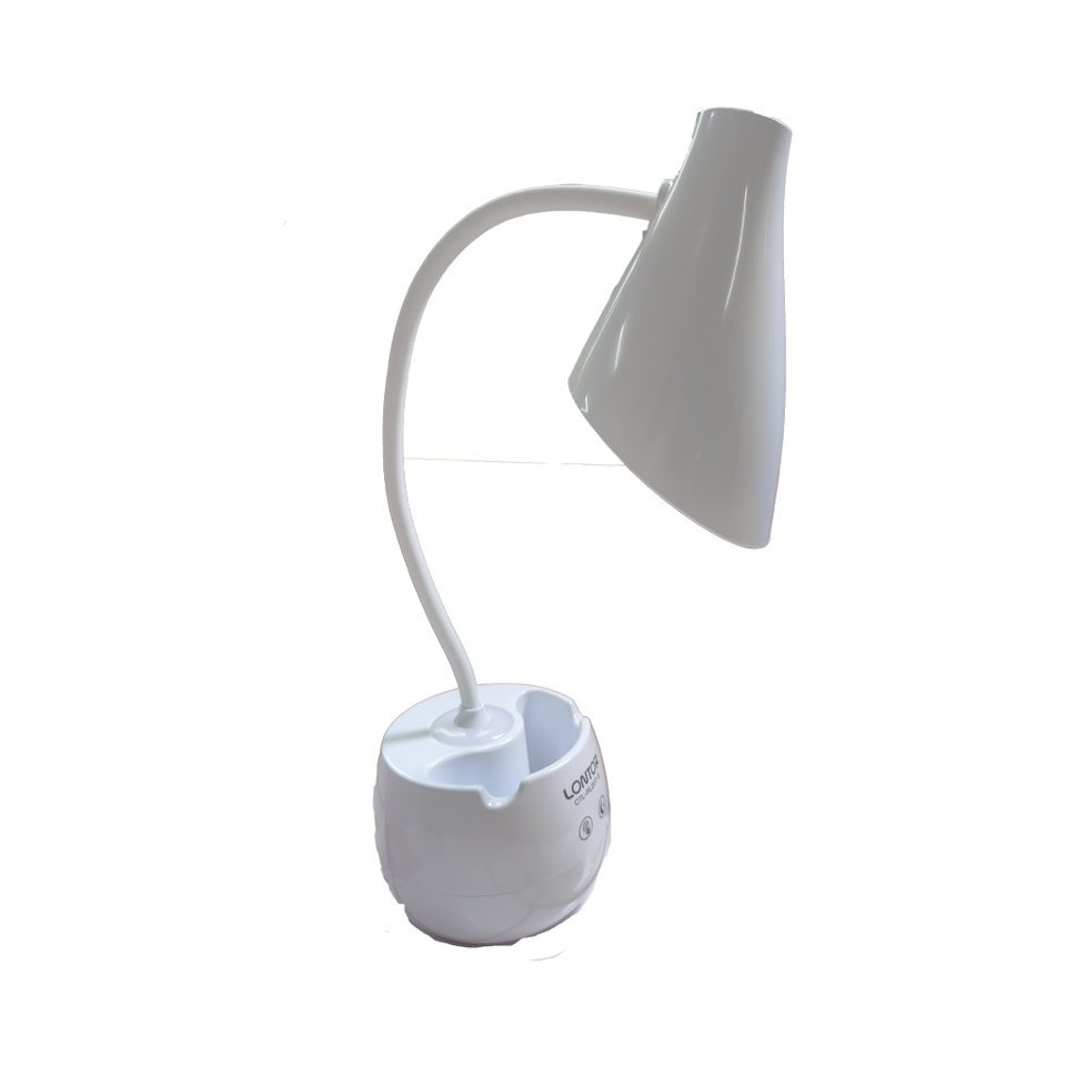 LONTOR LED Desk Lamp for Study Reading Night Light Pen Phone Holder B22 Bulb Base Battery Powered Learning Lamp Lampe De Lecture