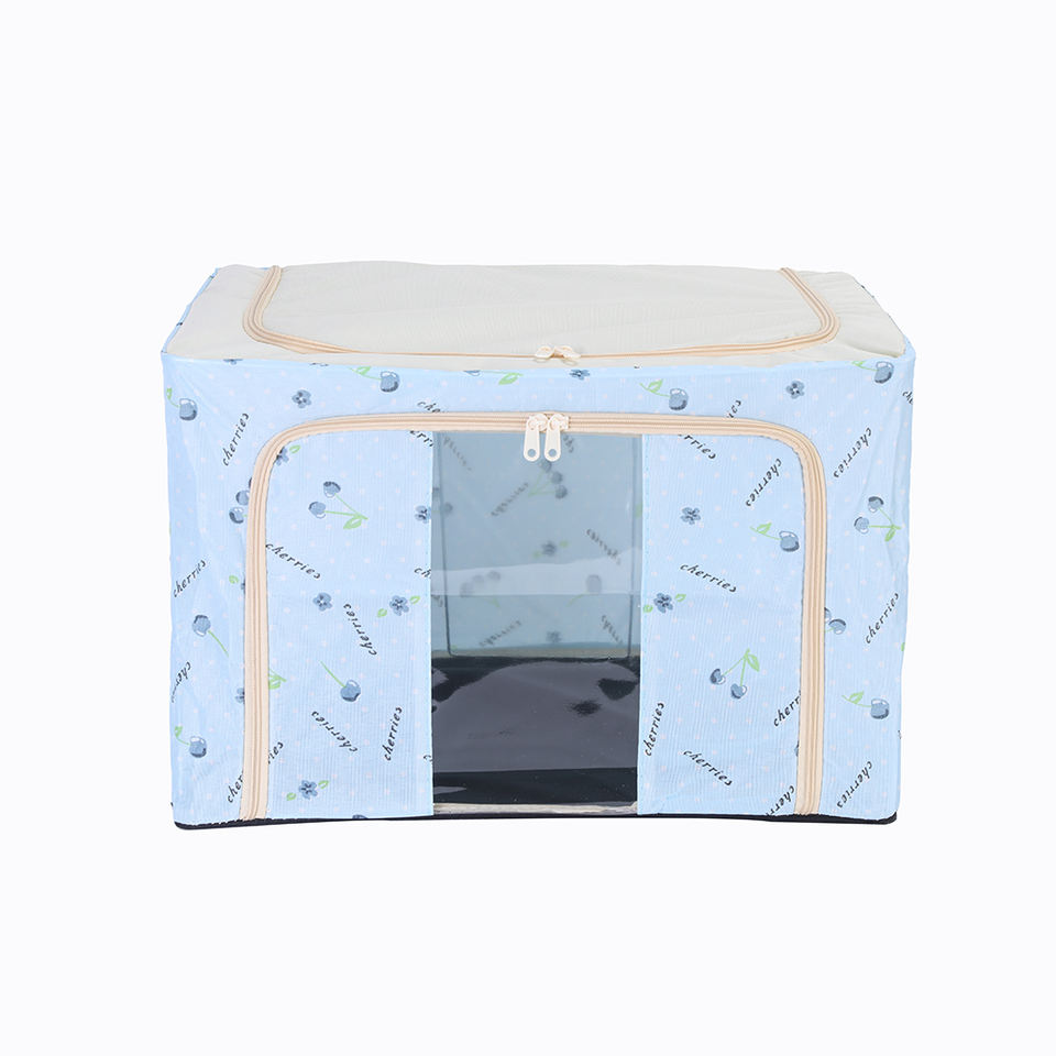 Fruit-Print Foldable Storage Chest with Clear Window - Cute Organizer for Bedroom/Bathroom