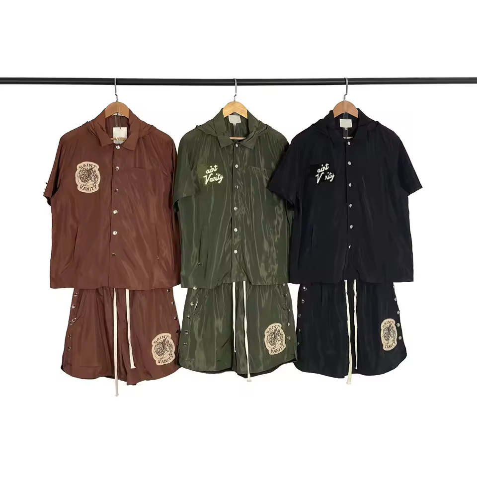 Custom Pattern Logo Nylon Polyester T-Shirt Shorts Set Summer Lightweight Men's 2 Piece Short Set Tracksuit Manufacturer OEM