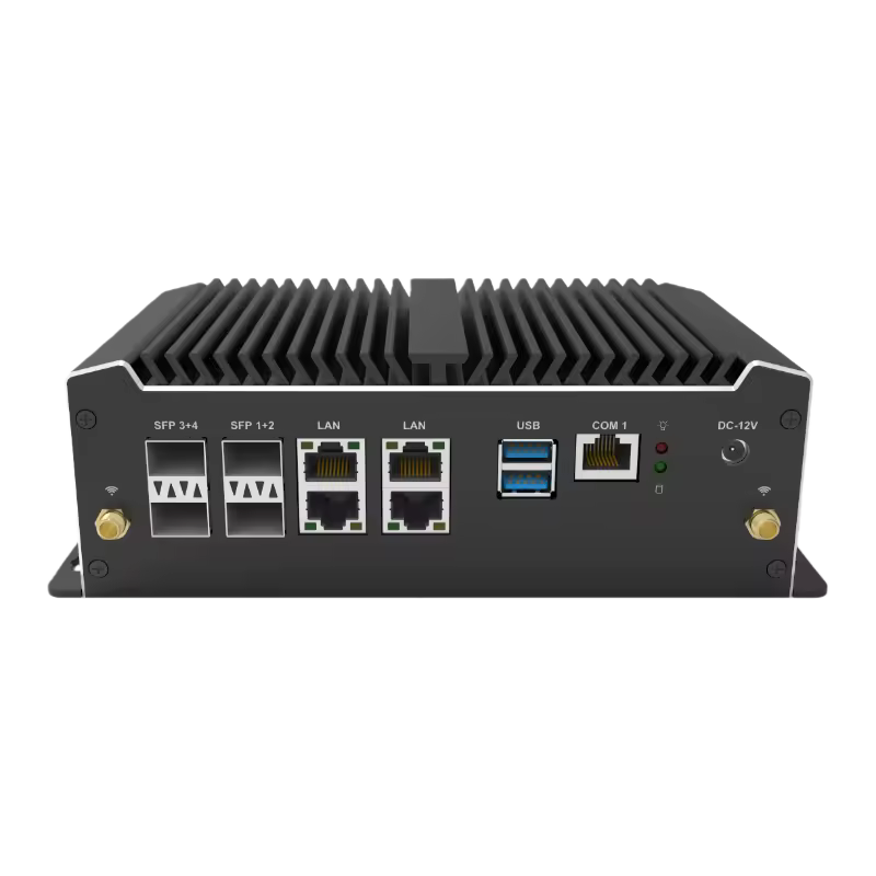 OEM Intel ATOM Denverton C3958 C3758 C3558 Mikrotik Firewall 4 LAN 2.5GbE RJ45 4 SFP+ 10GbE Embedded Fanless Mini Industrial PC