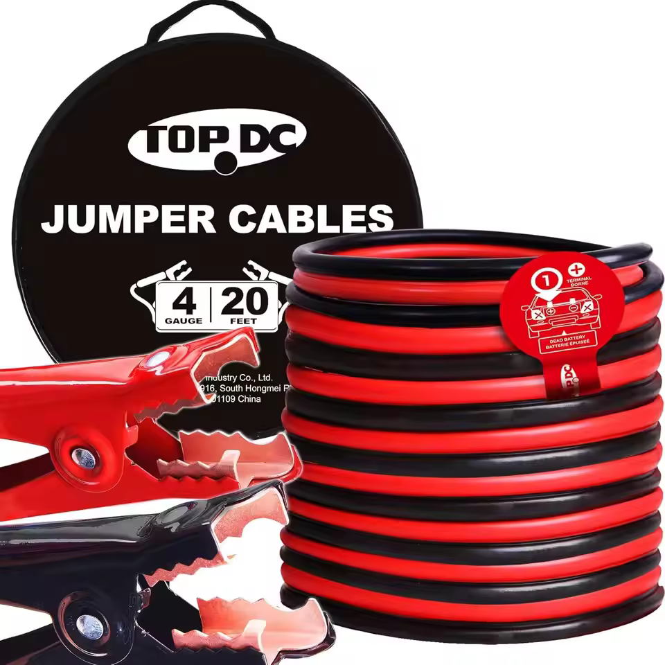 TOPDC 4 Gauge 20 Feet Jumper Cables for Car and Trucks Battery Heavy Duty Automotive Booster Cables for Jump Starting (TD-P0420)