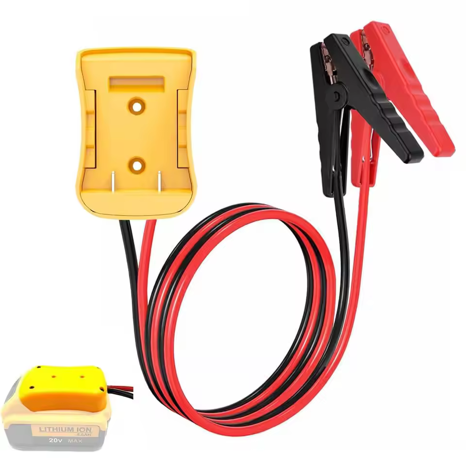 Jumper Cables for Car with Adapter for DEWALT 20V Batteries 8AWG 2FT Automotive Booster Cables for Jump Starting Car