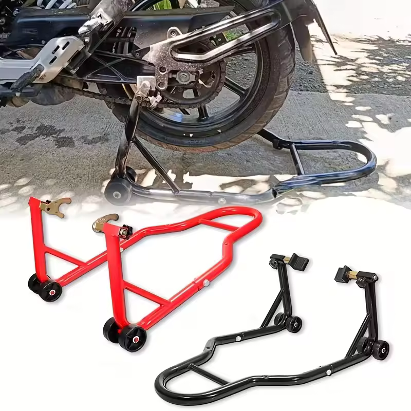 Universal Adjustable Metal Motorcycle Lift Stand with 450KG Load Capacity Rear Wheel & Pit Stand KB-5358 Model Black/Red