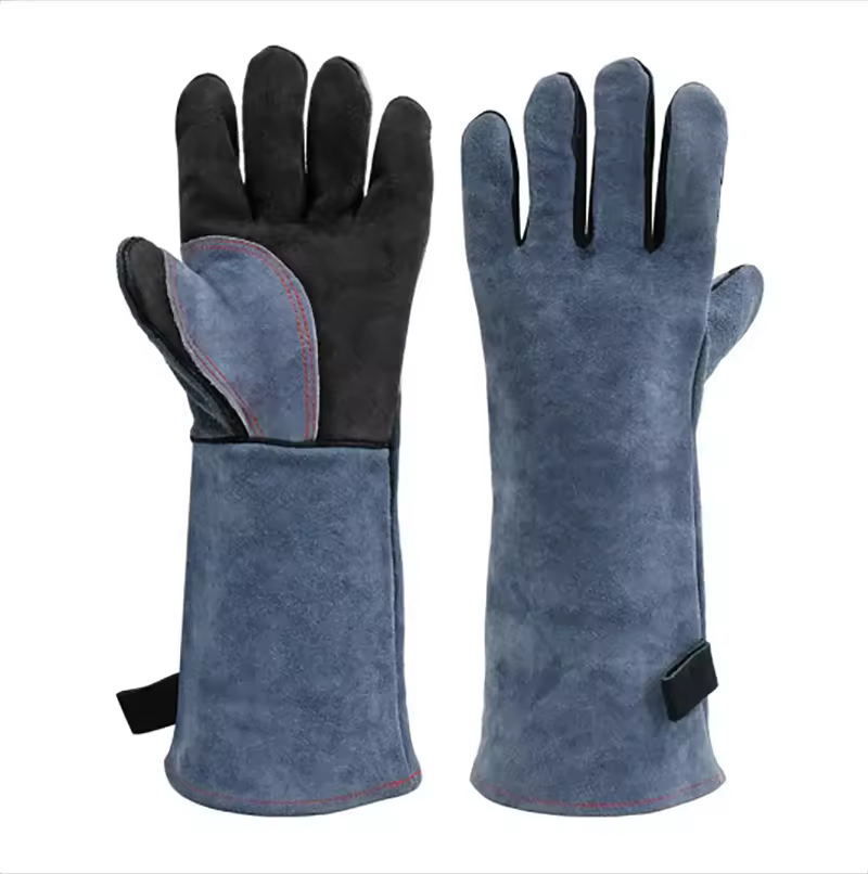 16'' TIG Welding BBQ Gloves Extended Cowhide Leather Welder Gloves Insulated Anti-scalding for Barbecue Fireplace MIG Welder