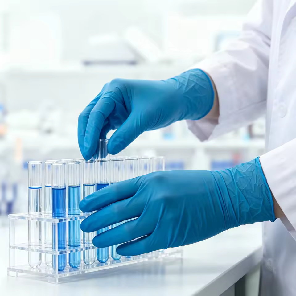 OEM Service Blue Nitrile Gloves Disposable Powder Free Lab Chemical Resistant Laboratory Safety Exam Gloves