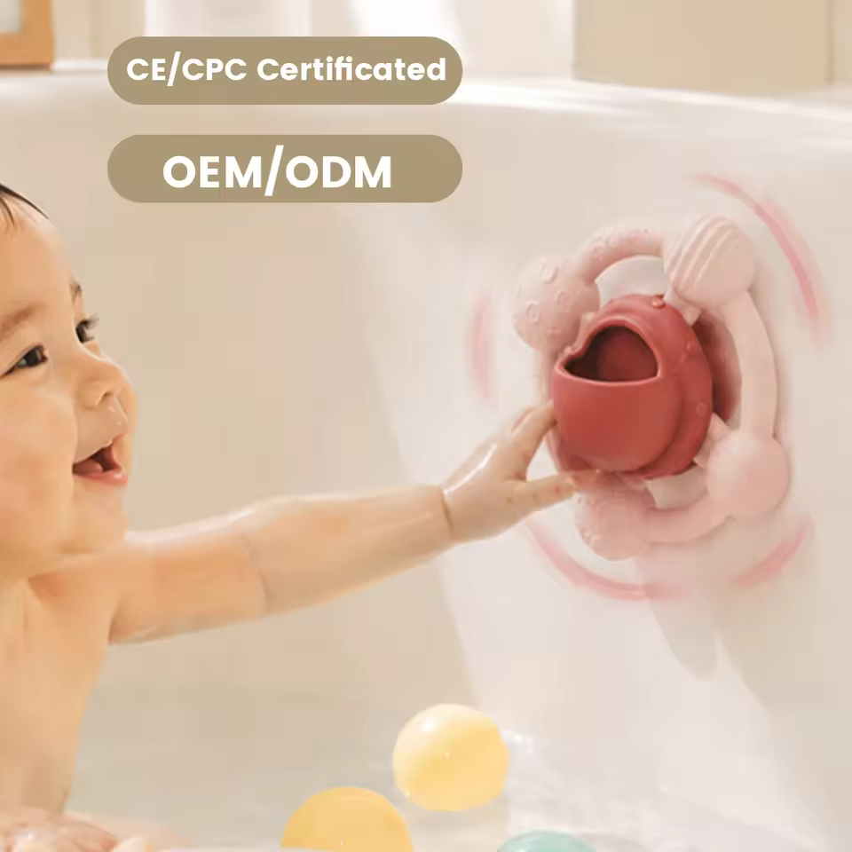 Custom Montessori Baby Sensory Strong Suction Cup Spinner Toy Bpa Free Bath Toys for Toddlers