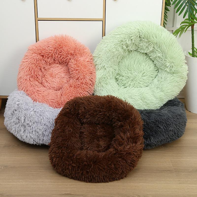 Luxury Plush Cotton Comfortable Anti Slip Donut Round Cat & Dog Bed 50-70cm
