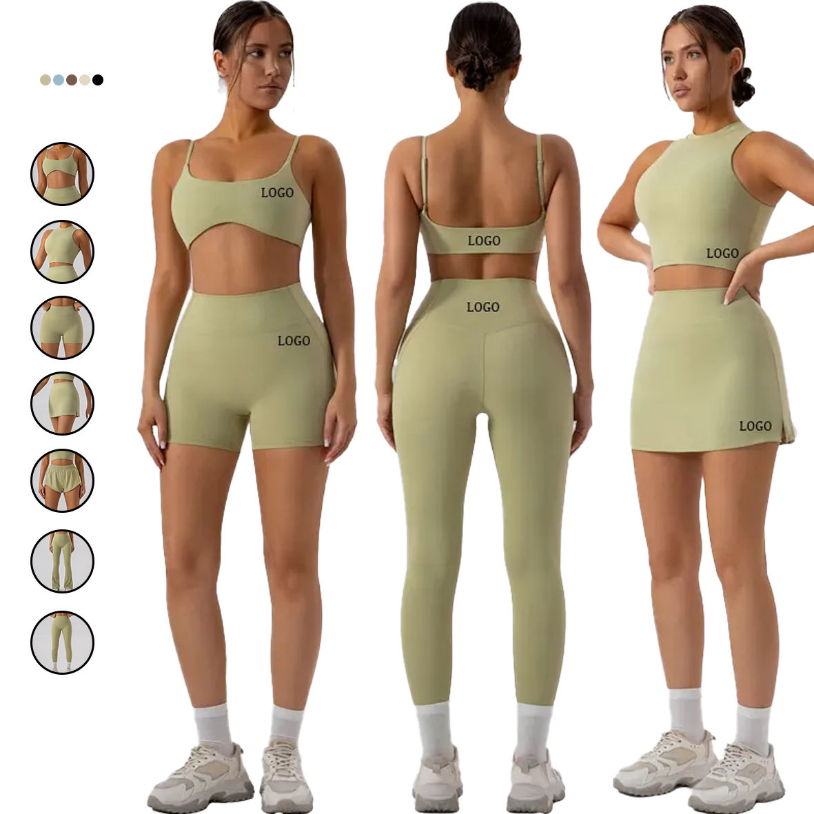 Women 7 Piece Sports Fitness Set Quick Dry Yoga Training Gym Outfit