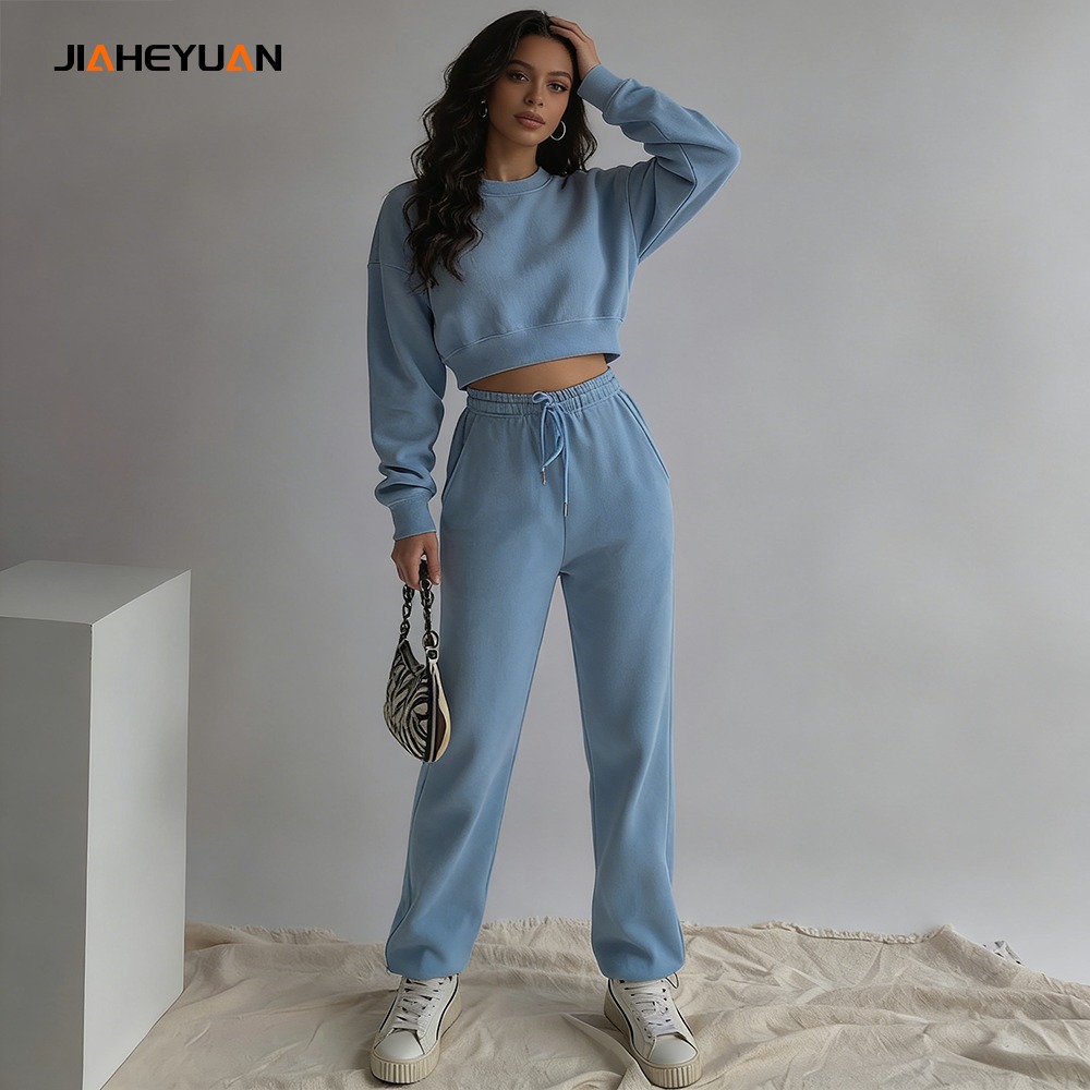 Women's spring and autumn two-piece sweatshirt + shorts casual sports suit