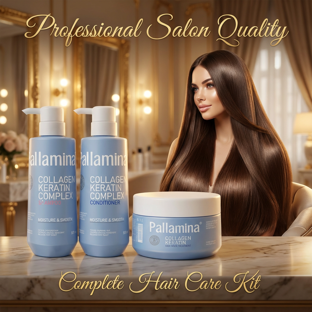 Pallamina 3 Step Hair Repair Set Collagen Keratin Shampoo Conditioner Hair Mask Professional Smoothing Treatment Salon Quality