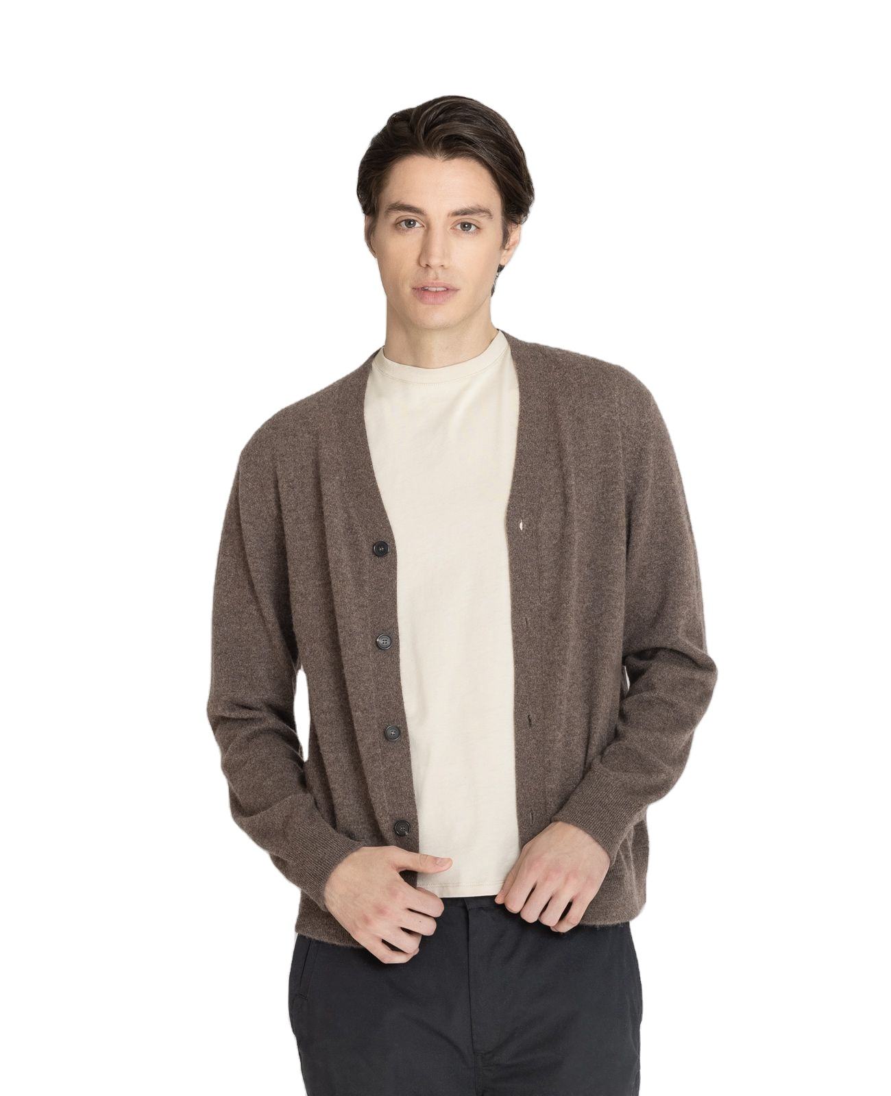 Men's cashmere V-neck cardigan single-breasted knitted jacket