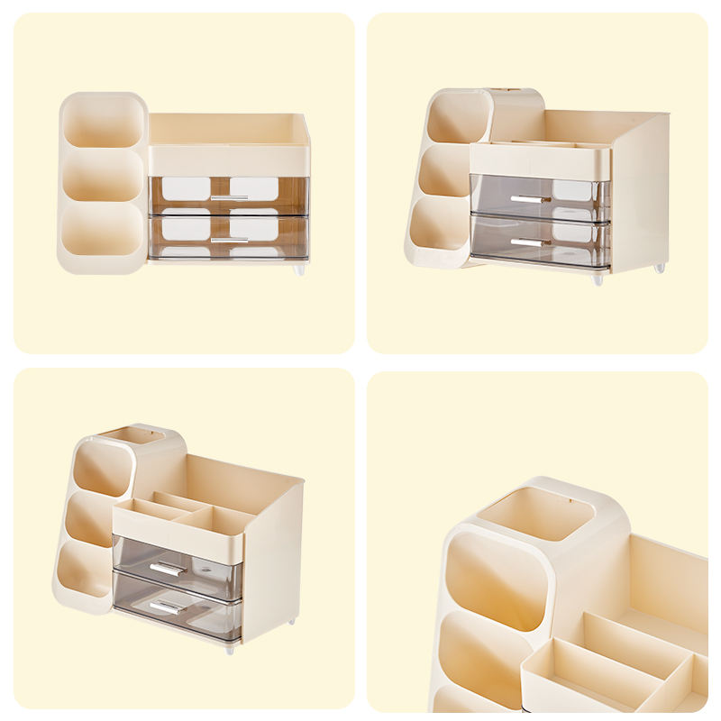 UFORU Dustproof Bathroom Plastic Makeup Storage Makeup Organiser Box Drawer Cosmetics Organizer ABS+PET Material 35x19x25cm - Taizhou Toppicks
